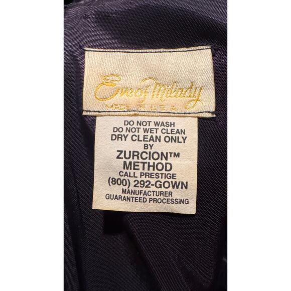 1990s Eve of Milady Navy Beaded Evening Dress with Sheer Sleeves M - L - Picture 12 of 14